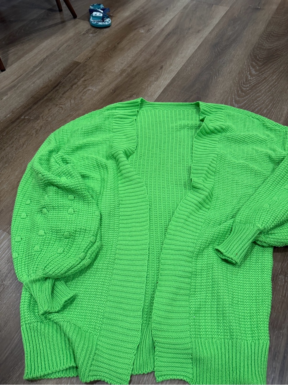 Open-Front Chunky Knit Cardigan in Neon Green